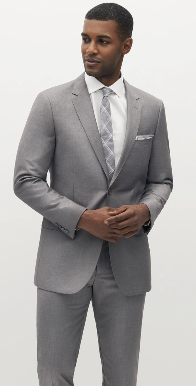 Textured Gray Groomsman Suit by SuitShop