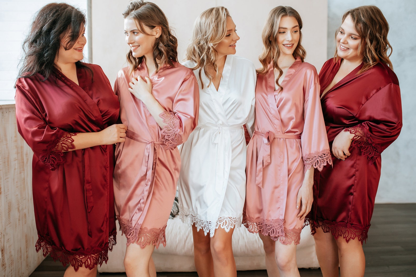 Satin Robes with Lace Image 1