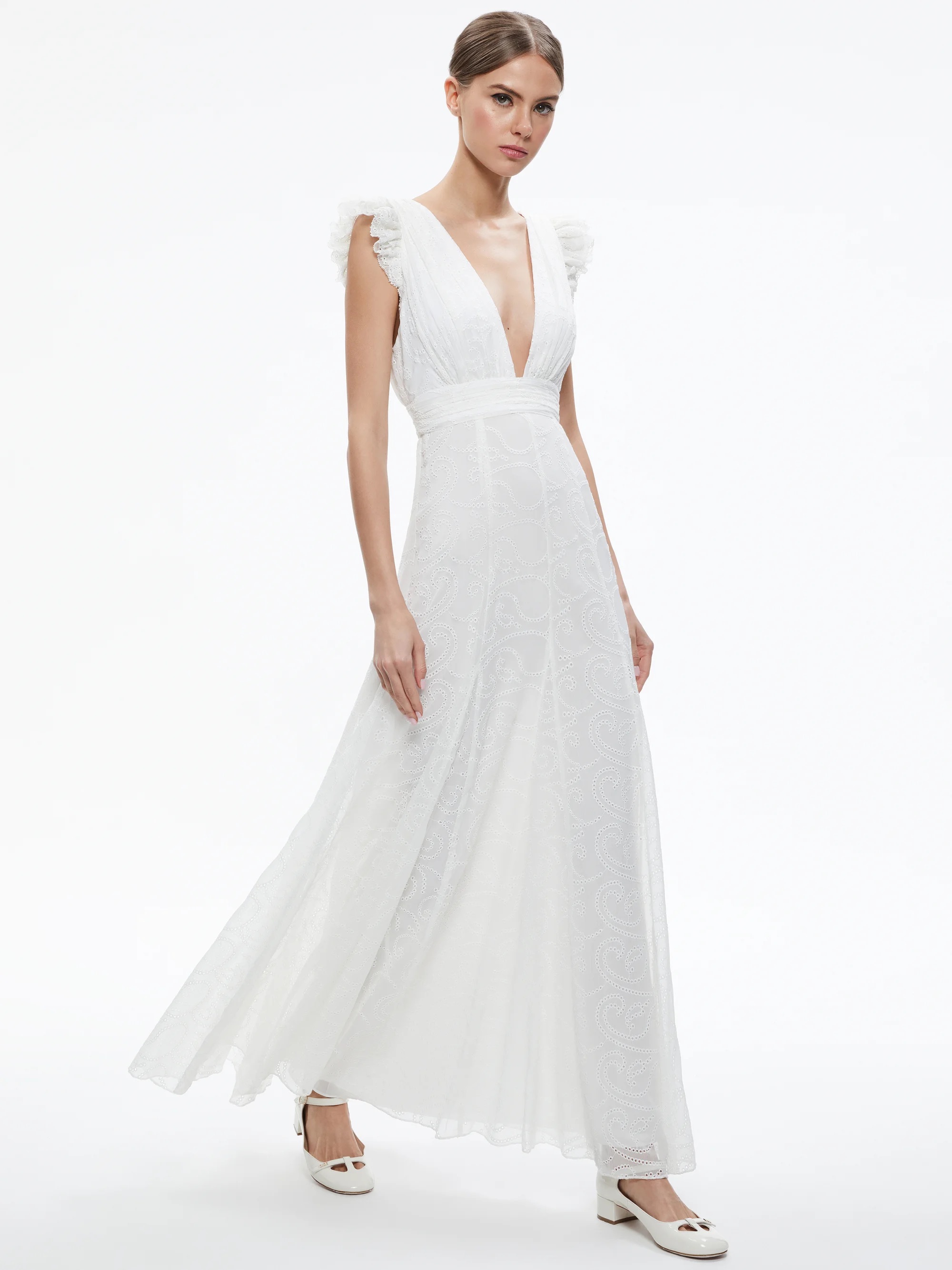 Vanna V-Neck Ruffle Sleeve Maxi Dress Image 1