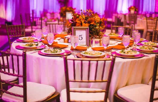 Purple and Orange Glam Fall Wedding