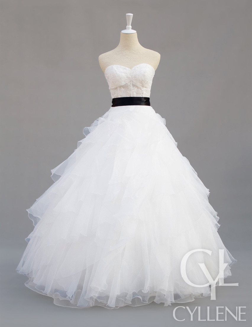 Embroidery Beading Ruche Tiered Ball Gown