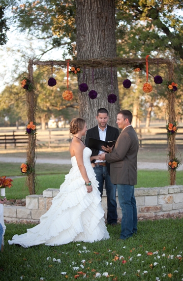 Orange and Purple Backyard Texas Wedding