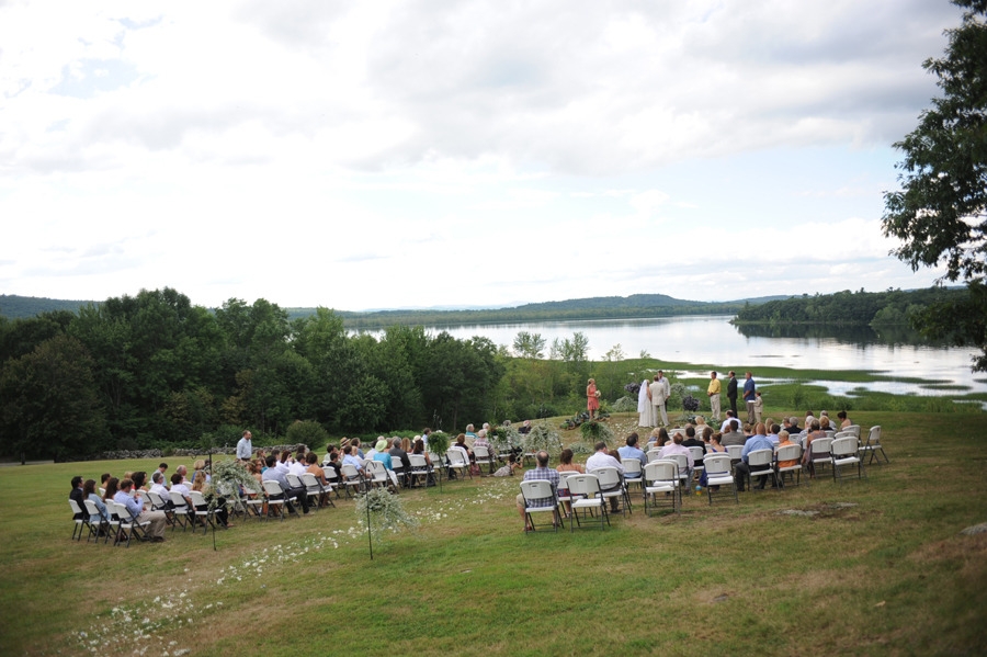 Pink and Blue Maine Lake Side Wedding