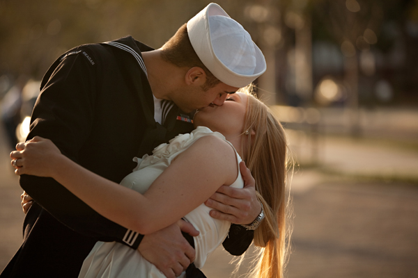 Kissing the War Goodbye: Patriotic Engagement Photos