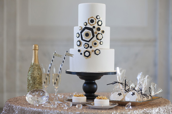 Wedding Inspiration: Modern Black and Gold Decor with Sequins by Tim Duncan Events