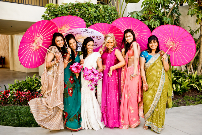 Vibrant Fuchsia Indian Wedding: Orchids and Pretty Parasols