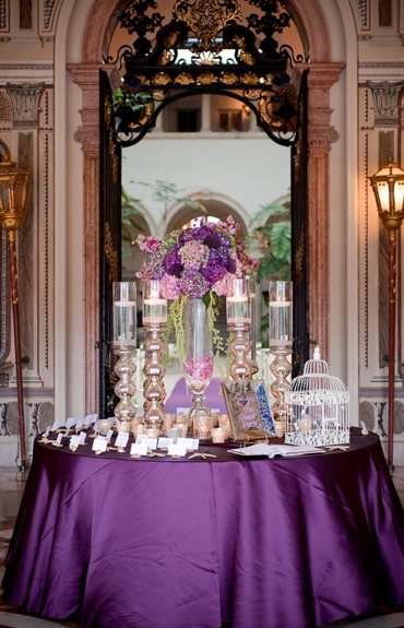 Glamorous Purple & White Miami Wedding At The Vizcaya