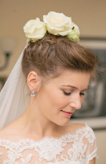 Flowers in her Hair for a Colourful English Country Garden Wedding in the Autumn