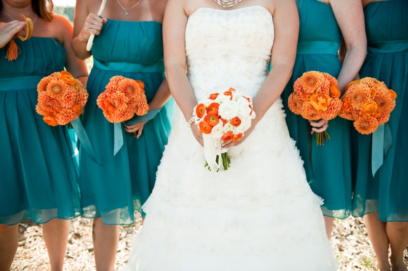 Modern Orange & Turquoise Beach Wedding