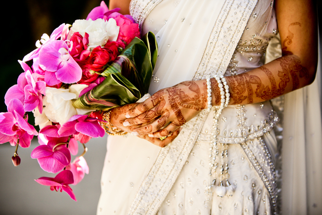 Vibrant Fuchsia Indian Wedding: Orchids and Pretty Parasols