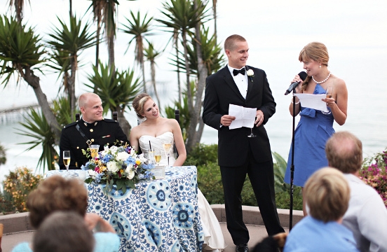 a tropical-themed military wedding
