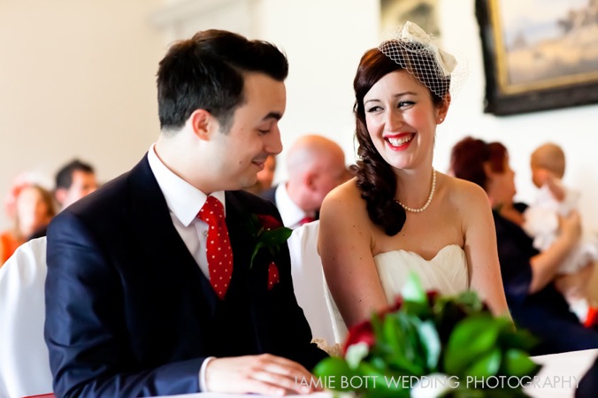 A Retro Fabulous 1950s Style Wedding: Red Trimmed Petticoat & Polka Dots