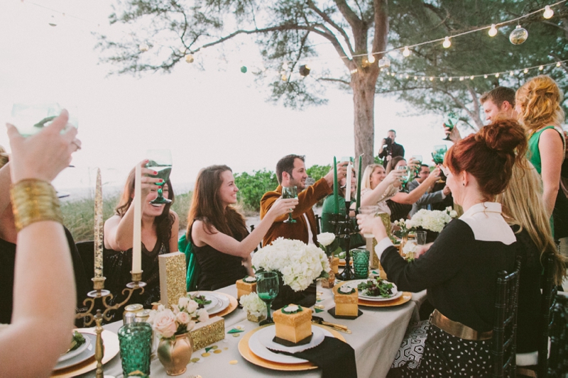 Emerald Green & Gold Engagement Party Inspiration