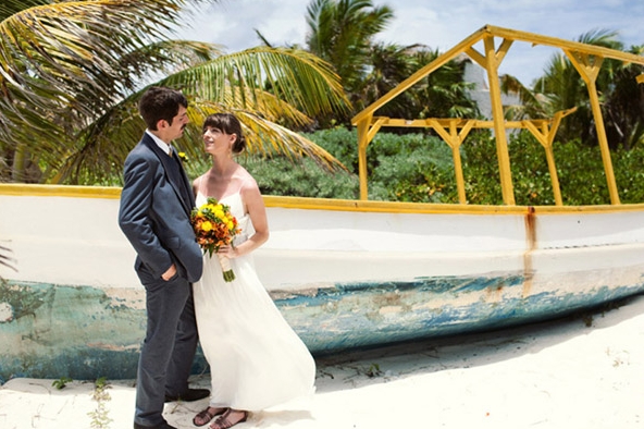 Destination Mexico Wedding with a Catamaran Reception