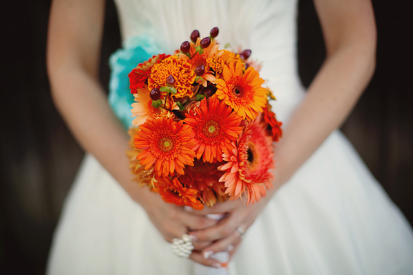 Orange and Teal Wedding with Bowties and a Chartiable Donation
