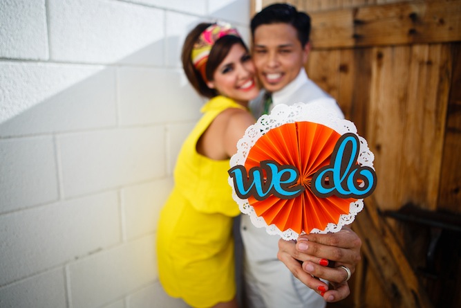 Vibrant Colourful 1960s Mod Style Palm Springs Elopement Shoot