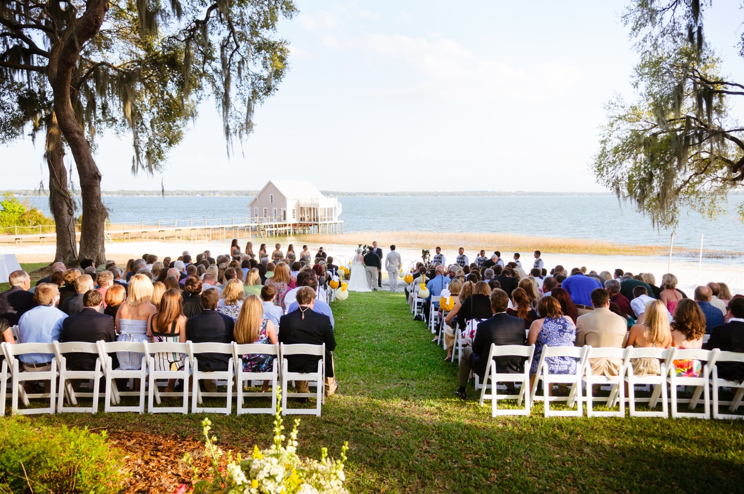Eclectic Yellow & Gray Lakeside Wedding