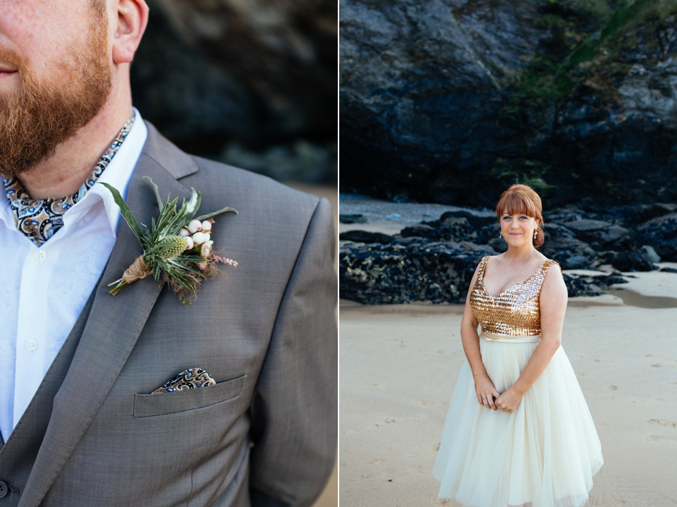 An Incredible Sequinned Vintage Dress for an Intimate Cornish Beach Wedding