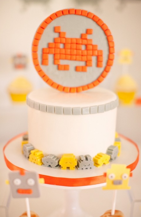 Inspired by This Space Invader Robot Themed Baby Shower!