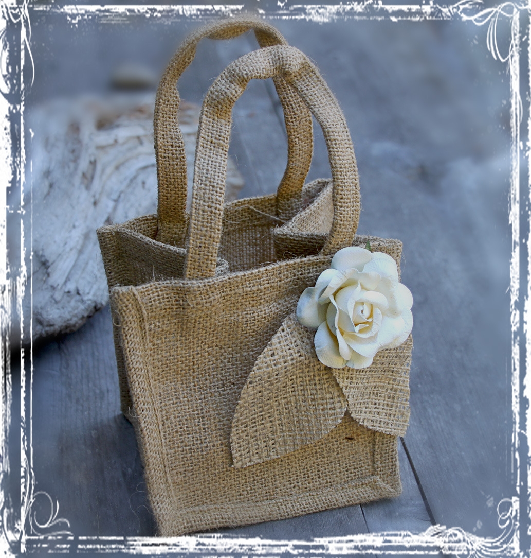 Burlap Flower Girl Bags