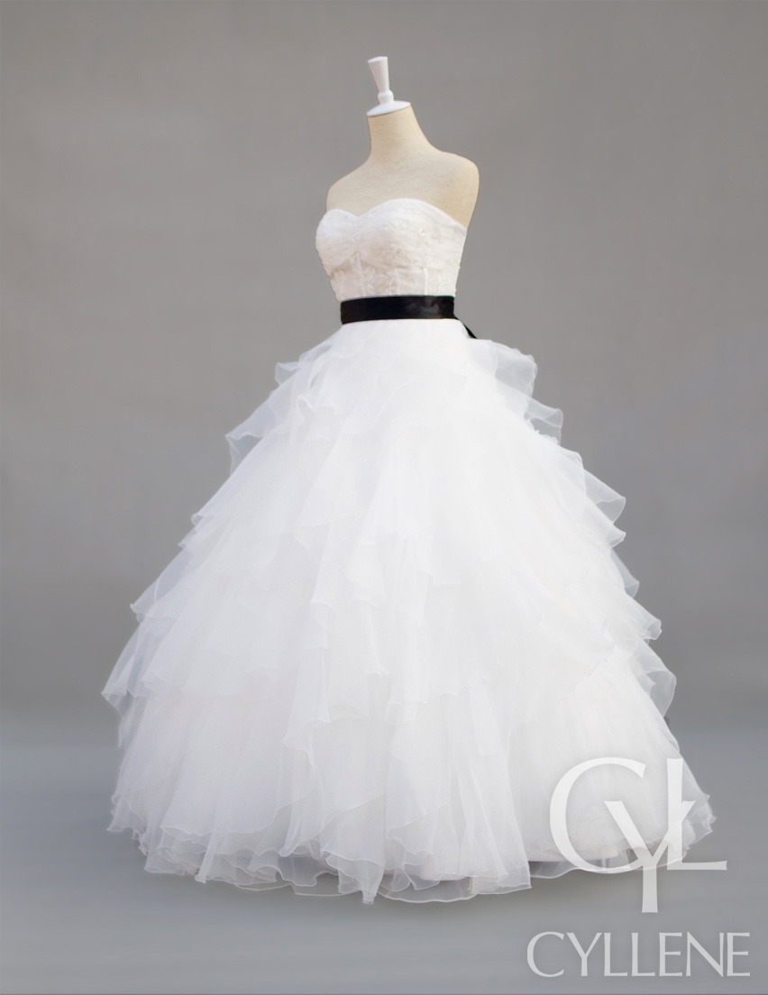 Embroidery Beading Ruche Tiered Ball Gown