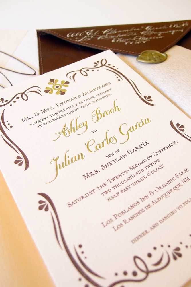 Mexican Letterpressed Wedding Invitation