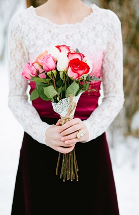 Magical Winter Wedding Shoot: Roses Snow & Red Velvet