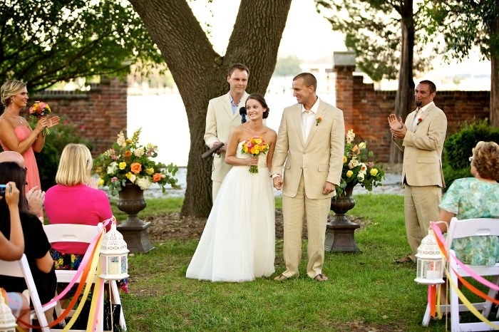 Pink, Orange, Yellow Garden Wedding