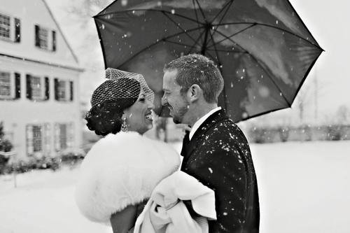 snowy vintage winter wedding