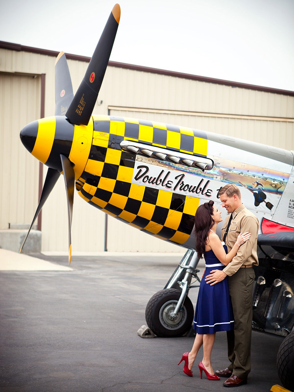 Vintage Military Pin-Up Engagement Photos
