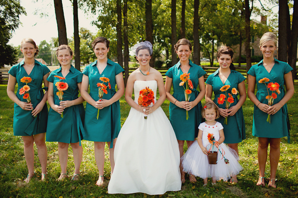 Orange and Teal Wedding with Bowties and a Chartiable Donation