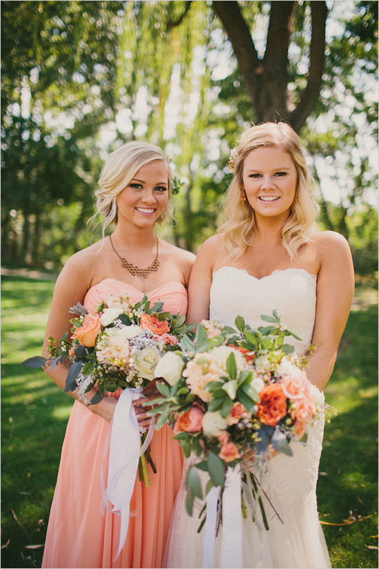 Gray and Peach Wedding In Boise, Idaho