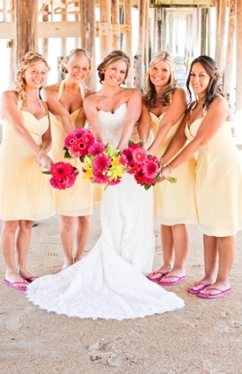 Yellow & Pink Beach Wedding from Macon Photography