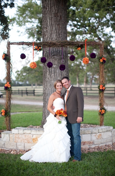 Orange and Purple Backyard Texas Wedding