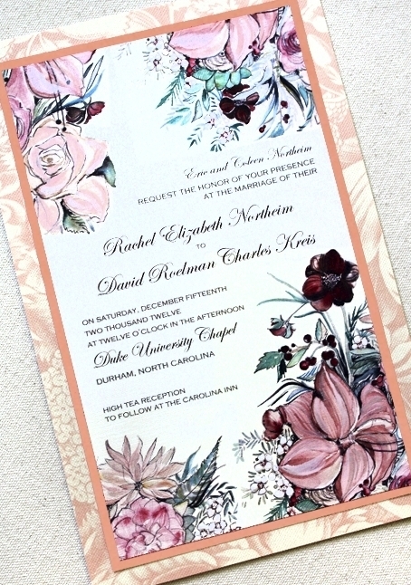 Coral and Peach Watercolor Bouquet Invitations