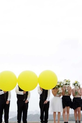 A Yellow DIY Wedding: Bow Ties, Pugs, Balloons & A Floral Sash