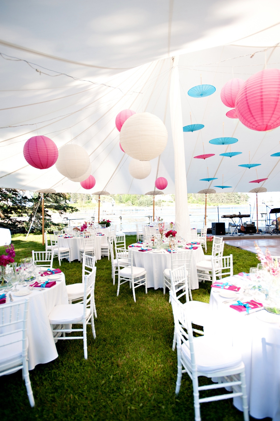 Pink and Blue Maine Seaside Wedding