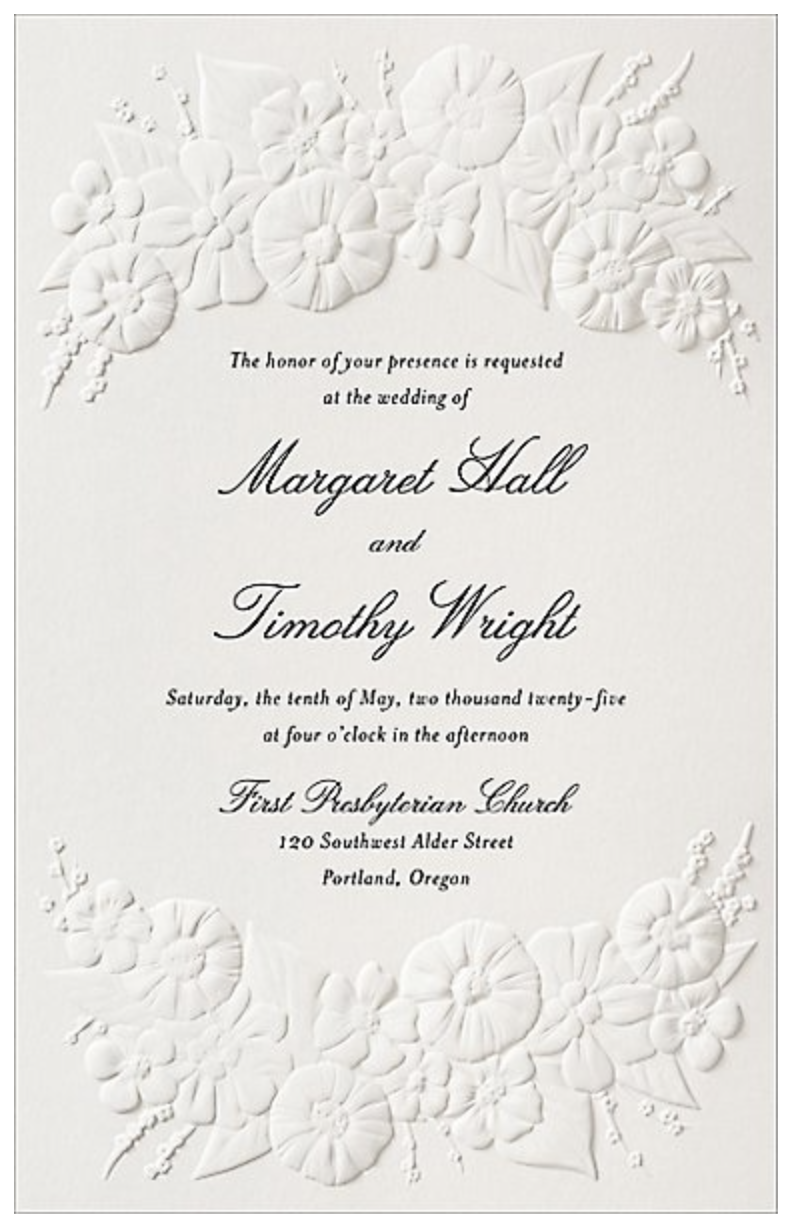 Embossed Meadow Wedding Invitation Image 1
