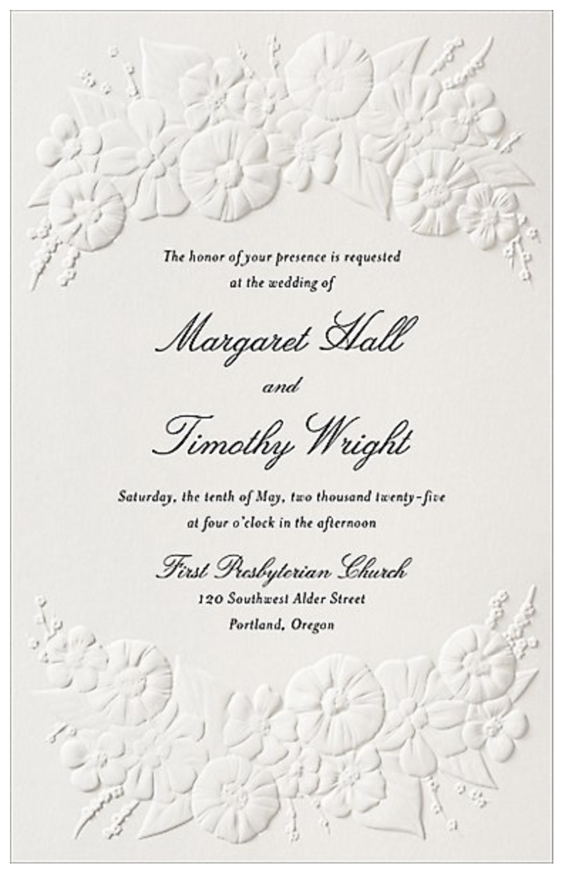 Embossed Meadow Wedding Invitation, Paper Source