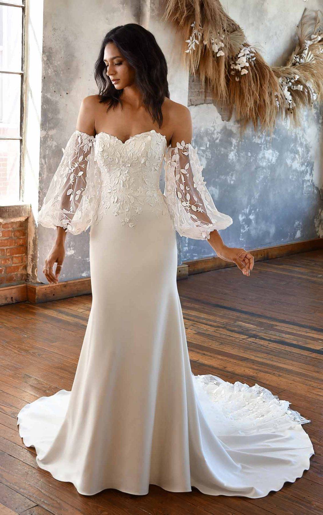 Boho trumpet shop wedding dress