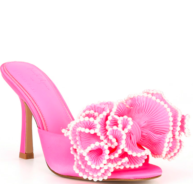 Chiffon Pearl Bow Heels Image 1
