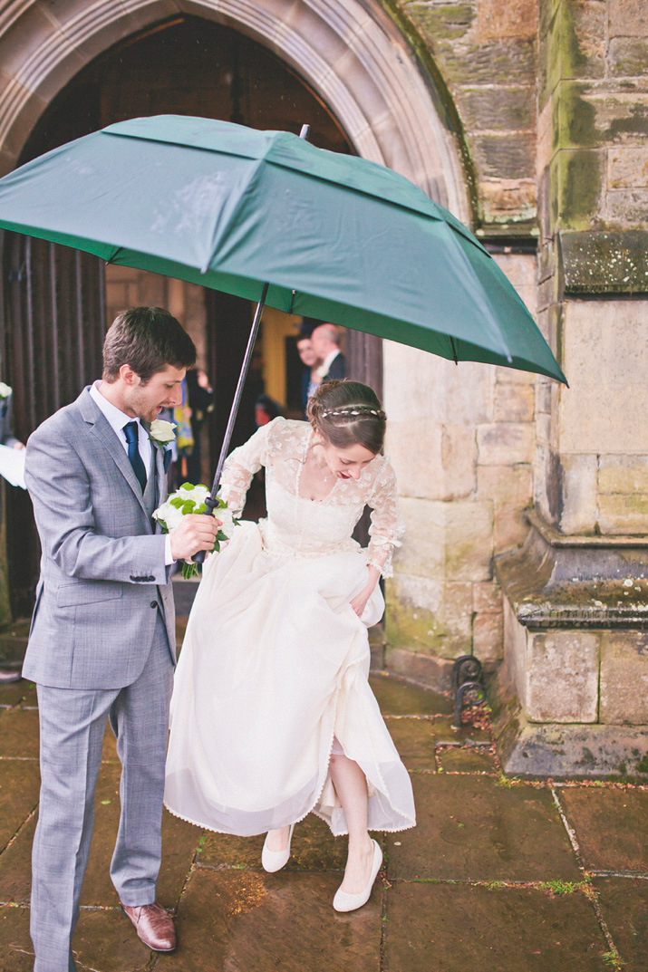 A 1980s Vintage/Heirloom Dress for a Rainy Day and Beautiful Castle Wedding