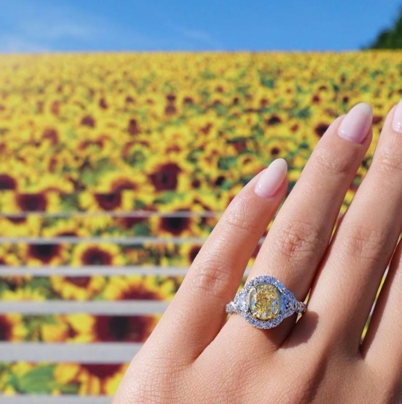 L’Amour Crisscut Yellow Diamond Engagement Ring