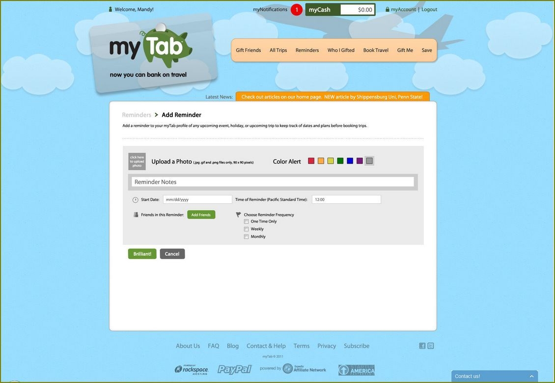 myTab Registry