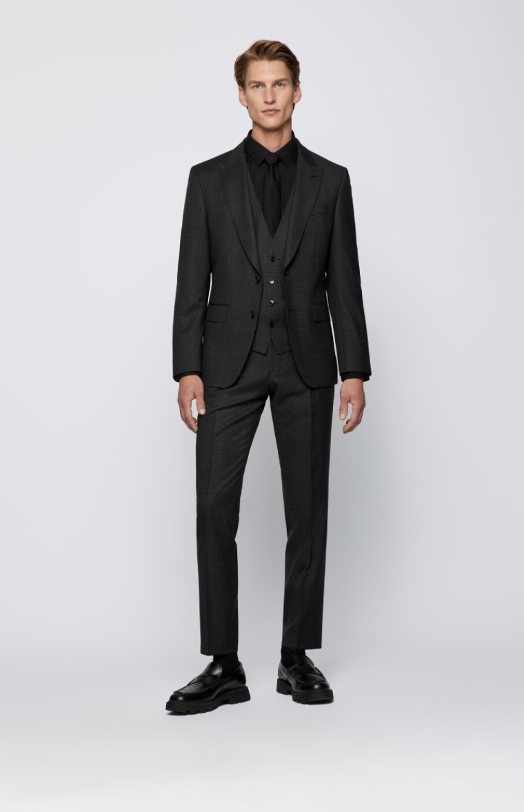 Three Piece Suit In Checked Virgin Wool Image 1