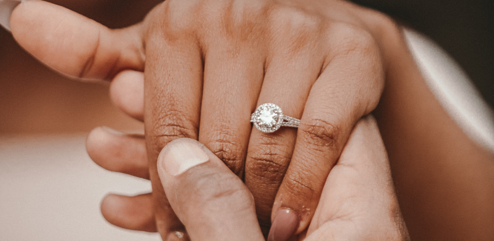 Engaged Couple with Crisscut Ring